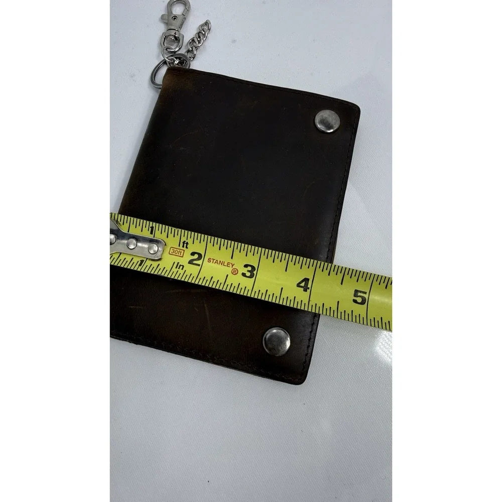 Duluth Trading Co Men Brown Leather Snap Wallet Key Chain Key Ring Clip Patina